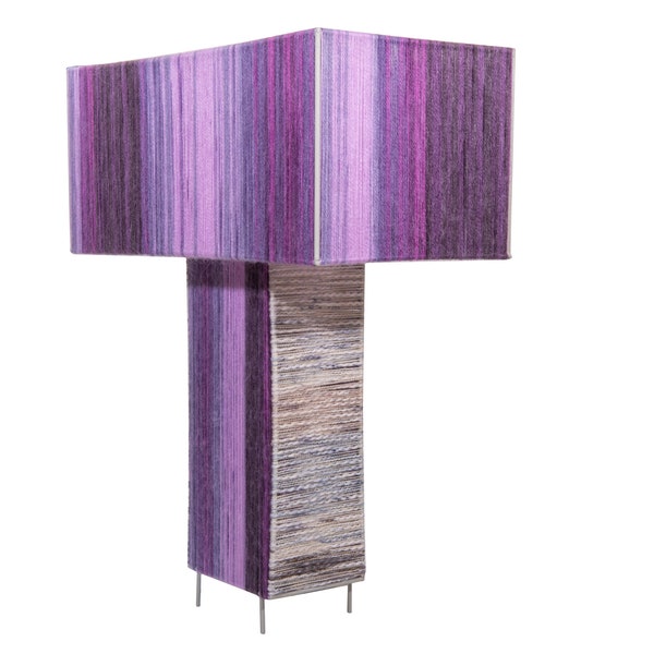 Grande lampe de table en fil de fer, éclairage bonbon contemporain tissé à la main, abat-jour de chevet, guirlande lumineuse rétro lilas, abat-jour cordon