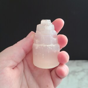 Small Selenite Tower | Satin Spar tiered Tower, Selenite Generator, Selenite Pillar, Raw Selenite, Crystal cleansing, Crystal charging