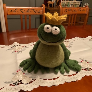 Hand knitted frog prince