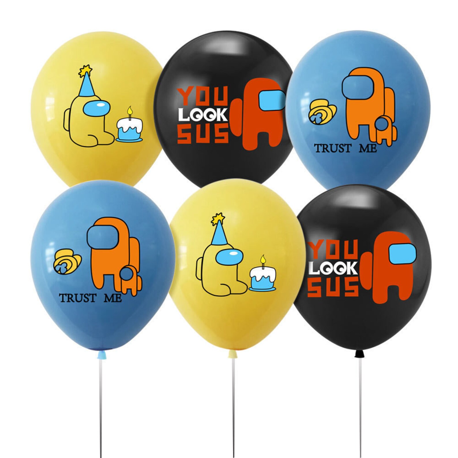 Among Us Impostor Latex Balloons 12 x 12 Birthday Party Etsy