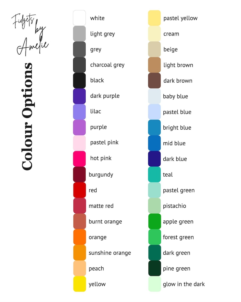 Puede incluir: Una carta de colores con una variedad de opciones, incluyendo blanco, gris, negro, morado, rosa, rojo, naranja y amarillo. La carta tambi&eacute;n incluye tonos pastel y oscuros de azul, verde y marr&oacute;n. Se muestra el texto "Colour Options".