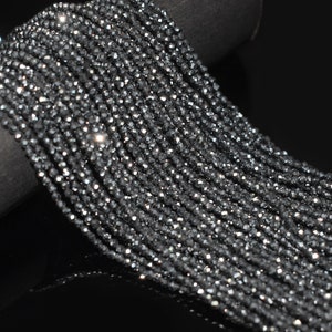 Natural Black Hematite Faceted Round 2-3MM Gemstone Beads, AAA++ Quality Hematite Healing Beads For Handmade Jewelry Craft Making Beads 12&quot;