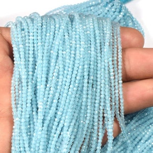 2-3mm Natural Sky Blue Topaz Beads, A++ Micro Faceted Round Beads 12&quot;, Loose Healing Gemstone Wholesale Beads, Handmade Jewelry Making Beads