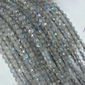 2-3mm Natural Flashy Labradorite Beads, A++ Faceted Round Beads 12&quot;, Blue Labradorite Healing Gemstone Wholesale Beads, Jewelry Making Beads