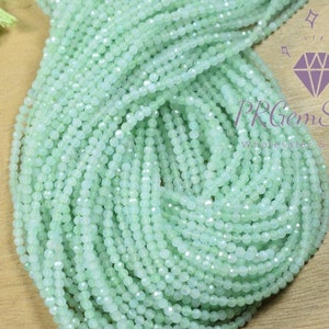 Natural Green Aventurine Faceted Round 2-3MM Gemstone Beads, AAA++ Quality Aventurine Healing Beads, Handmade Jewelry Craft Making Beads 12&quot;