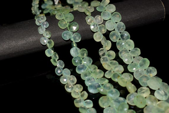 10pcs Natural Green Prehnite Briolette Beads, Faceted Pear Heart Shape Beads, DIY Craft Making Beads, Wholesale Handmade Jewelry, Loose Bead