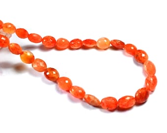 Natural Orange Carnelian Beaded Necklace, Faceted Oval Shape Carnelian Gemstone 18" Necklace, Handmade Craft Women Jewellery, Christmas Gift