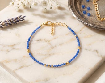 Natural Tanzanite Bracelet, December Birthstone Bracelet, Beaded Bracelet, Handmade Jewelry Gift For Her, Tiny Blue Gemstone Beaded Bracelet