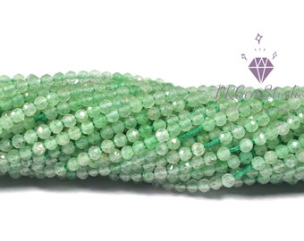 Natural Green Aventurine Beads | Faceted Round Beads | 2mm 3mm 12" Beads | Tiny Gemstone Beads | Loose Beads | Handmade Jewelry Making Bead
