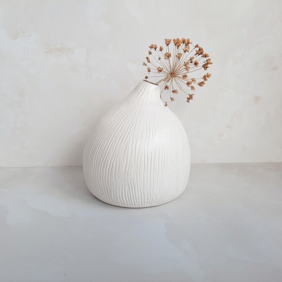 Vase handmade of paper mache original shape light beige Etsy