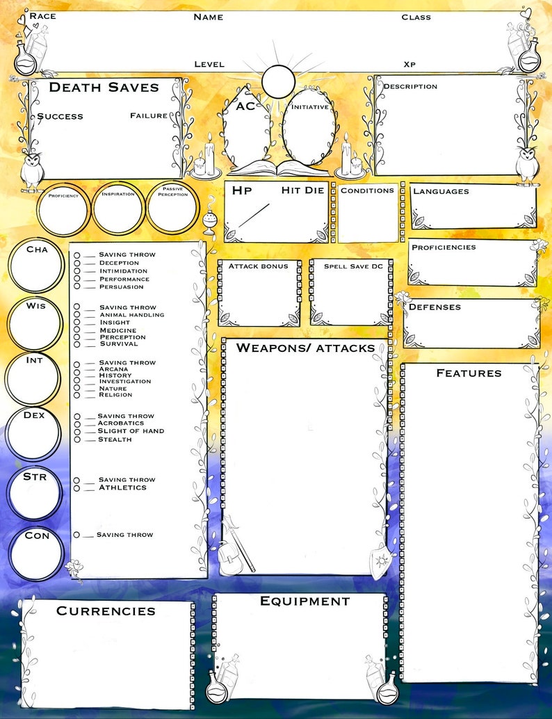 Printable Dungeons and Dragons Character Sheet Bundle Etsy