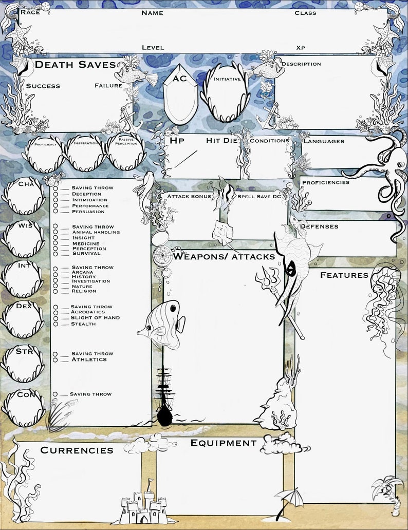 Printable Dungeons and Dragons Character Sheet Bundle - Etsy