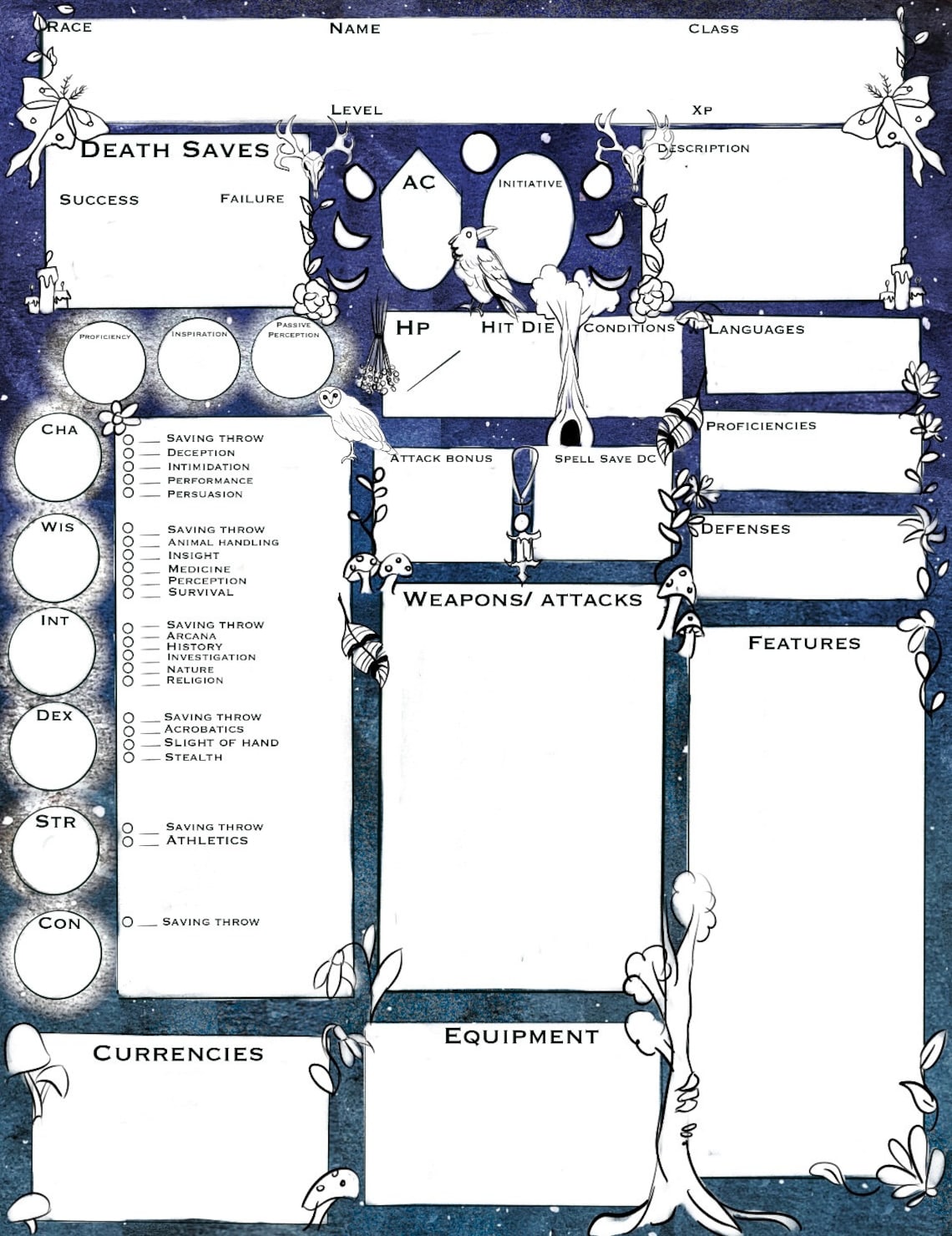 Printable Dungeons and Dragons Character Sheet Bundle - Etsy