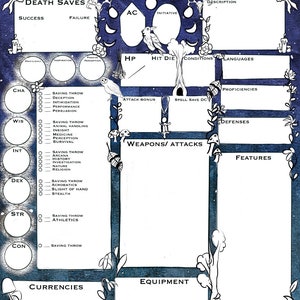 Printable Dungeons and Dragons Character Sheet Bundle - Etsy