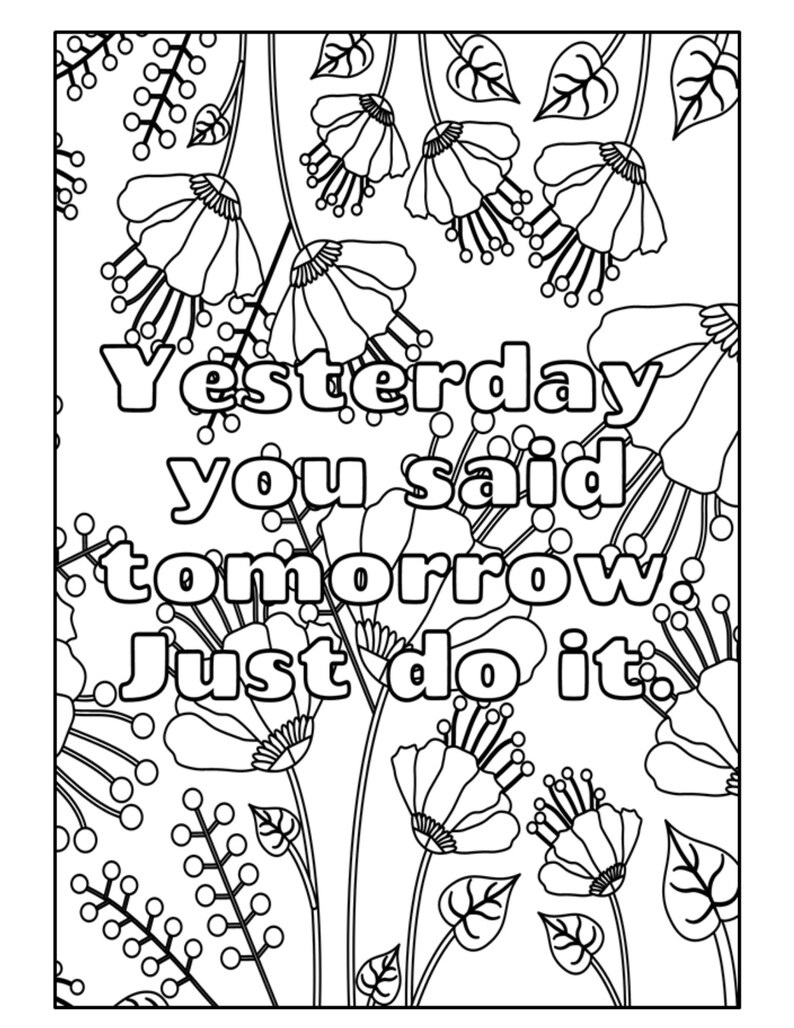Printable Daily Mantra Adult Coloring Book Self Care Artwork - Etsy
