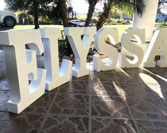 Letras de poliestireno personalizables de 30 pulg. de alto, Personajes de espuma grandes y gruesos personalizados, Nombres de presentación independientes grandes en 3D