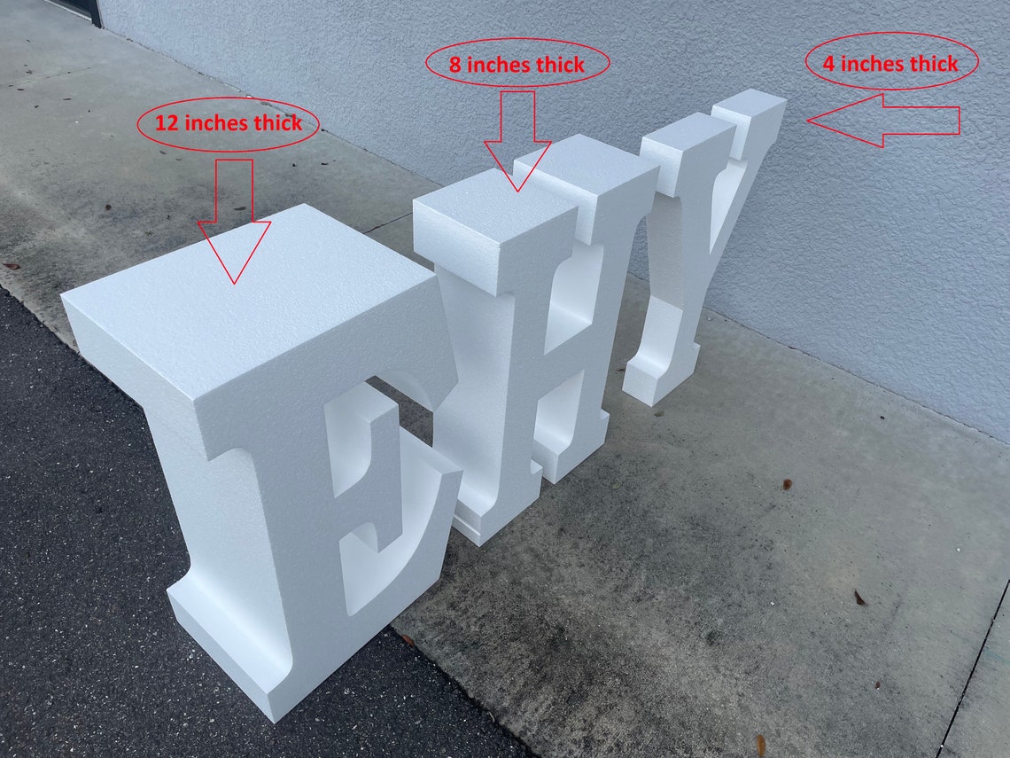 Giant Self Standing Styrofoam Letters Custom 3D Foam Word Characters