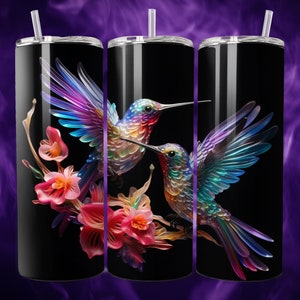 Hummingbird PNG, Sublimational Tumbler, 20 oz Tumbler Wrap, 3D, Tumblerful Tumbler, Humming bird wrap, neon, Humming, Hummingbird Tumblerful