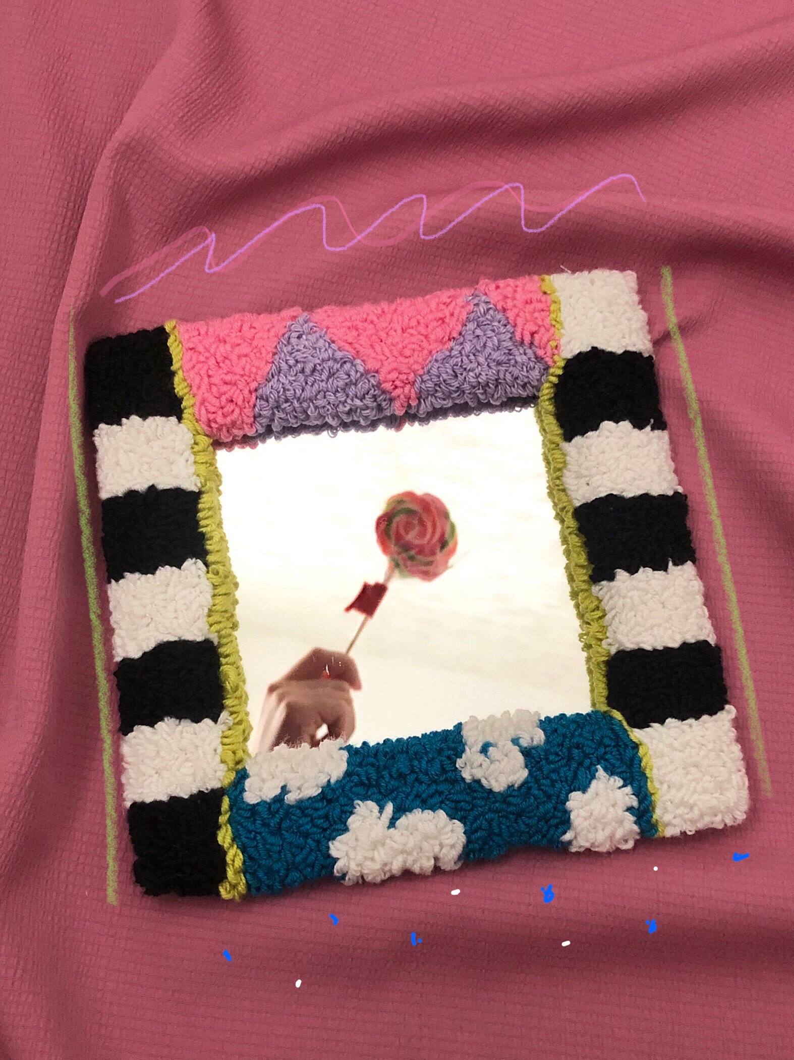 Tufted mirror rug Mini Complex Etsy