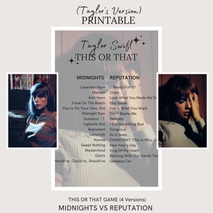 Swiftie Game Night, Taylor Swift Game, Midnight Vs Reputation Album