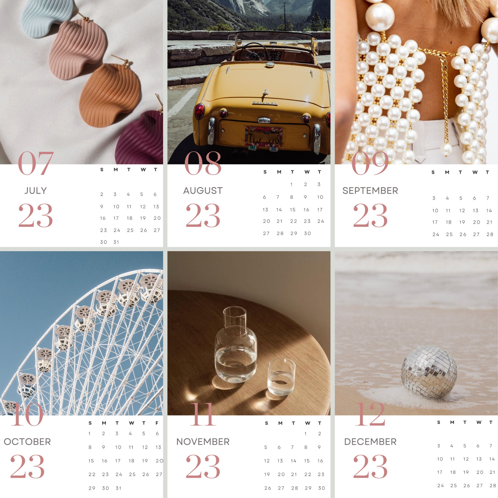 2023 Calendar Printable, Photography Calendar, Aesthetic Calendar, Wall