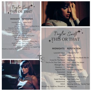 Swiftie Game Night, Taylor Swift Game, Midnight Vs Reputation Album