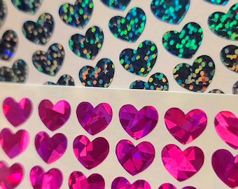 12mm Heart Stickers Sparkle Glitter Vinyl mini heart Waterproof hearts Holographic vinyl heart sheet sticker heart decal permanent vinyl