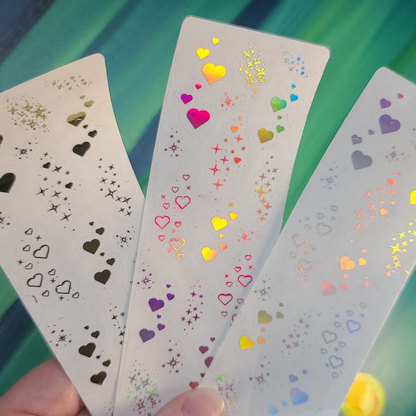 Foil Heart stickers Clear Holographic stickers and sparkle sticker sheet  holographic  sticker foil sticker tiny stickers glitter stickers