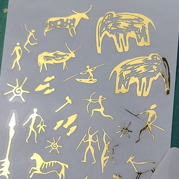 Cave Painting stickers Cave sticker sheet holographic sticker sheet fantasy stickers Clear water resistant Neanderthal stickers