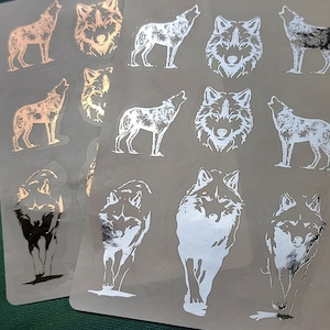 Wolf Stickers Holographic Wolf stickers iridescent stickers holographic sticker sheet foil wolves decal Woodland Stickers Silver Wolf