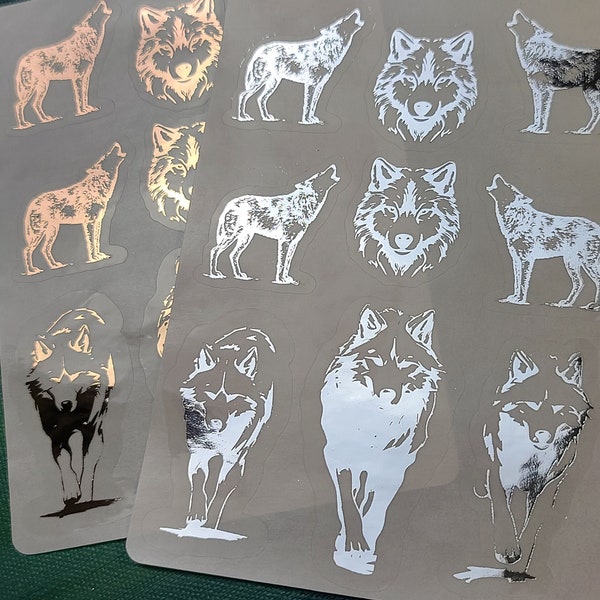 Wolf Stickers Holographic Clear Wolf stickers iridescent stickers holographic sticker sheet foil wolves stickers foil stickers