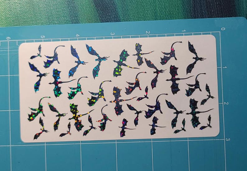 Tiny Dragons Sticker Sheet • Waterproof Holographic Dragon Vinyl Stickers • Glitter Planner, Journal Scrapbook Decals image 6