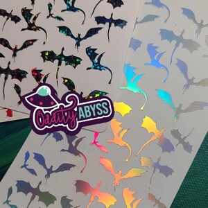 Tiny Dragons Sticker Sheet • Waterproof Holographic Dragon Vinyl Stickers • Glitter Planner, Journal Scrapbook Decals image 5
