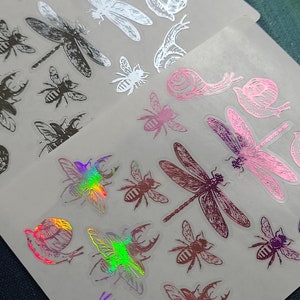 Insects Sticker Bee stickers holographic Snail sticker sheet holographic dragonfly sticker sheet foil stickers Clear sticker water resistant