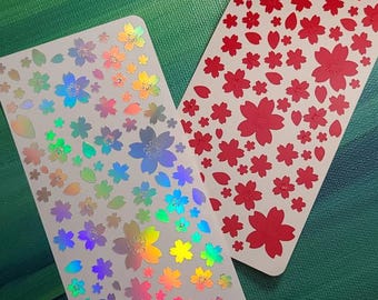 Tiny Cherry Blossom Sticker Sheet • Clear Vinyl Floral Decals • Planner, Journal & Scrapbook Decor