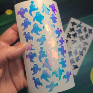 Tiny Ghost Sticker Sheet Waterproof Vinyl spooky Stickers Holographic Vinyl Glow in the dark glow sticker