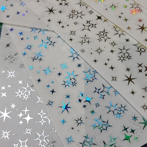 Foil Sparkle stickers Clear Holographic stickers and star sticker sheet  holographic  sticker foil sticker tiny stickers glitter stickers