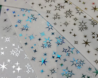 Foil Sparkle stickers Clear Holographic stickers and star sticker sheet  holographic  sticker foil sticker tiny stickers glitter stickers