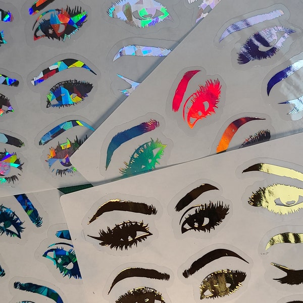 Eye stickers Holographic Eyebrows sticker sheet holographic sticker sheet Makeup stickers Clear Lips stickers water resistant