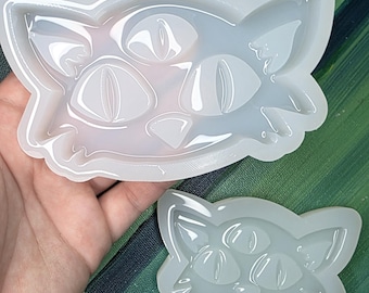 Three Eye Cat Mold  Unique Handmade Glossy Mold | UV Epoxy, Jesmonite & Wax