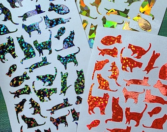 Cute Cat Sticker Sheet | Permanent Vinyl Kitty Stickers | Waterproof Cat Decals for Laptops, Journals, Scrapbooks & Crafts