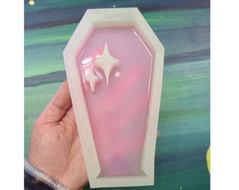 3.6" Sparkle Coffin Mold  Unique Handmade Glossy Mold | UV Epoxy, Jesmonite & Wax