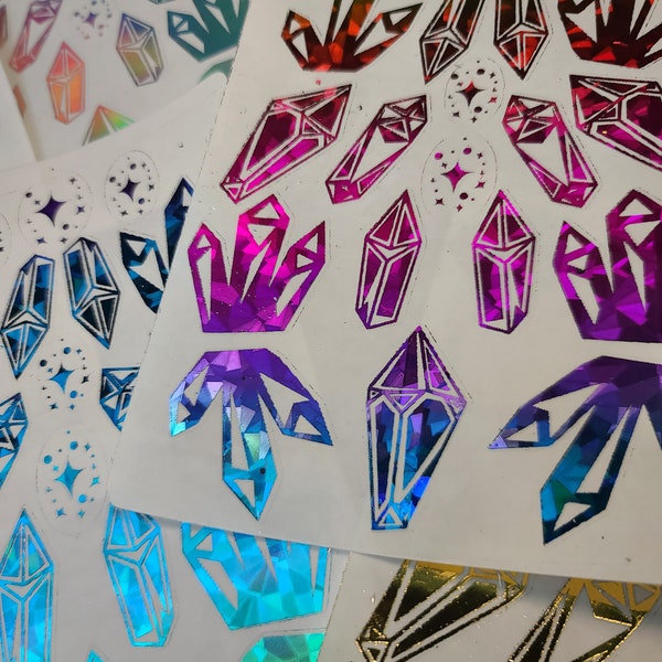 Crystal stickers gold iridescent stickers holographic sticker sheet foil sticker Clear Crystal sticker sheet holographic crystals