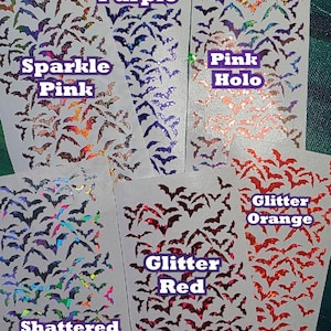 Planche d'autocollants chauves-souris miniatures en vinyle holographique • Décoration imperméable pour agenda, journal et scrapbooking image 5