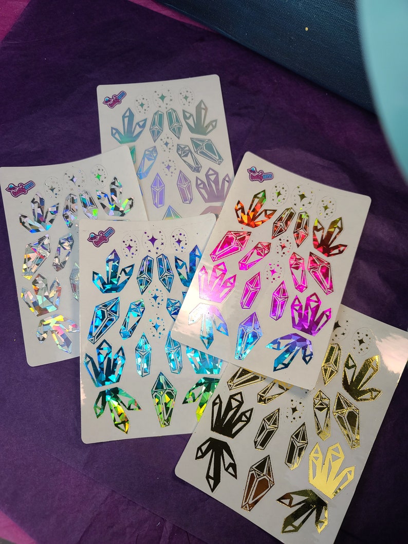 Holographic Clear Crystal Stickers Gold/iridescent Stickers - Etsy