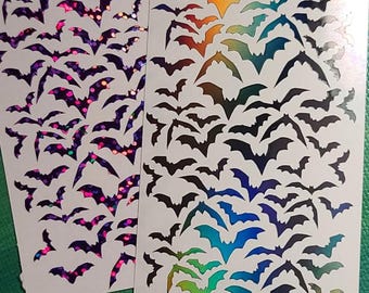 Tiny Bat Sticker Sheet • Clear Vinyl Holographic Stickers • Waterproof Planner, Journal, Scrapbook Decor