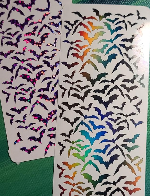 Tiny Bat Sticker Sheet • Clear Vinyl Holographic Stickers • Waterproof Planner, Journal, Scrapbook Decor