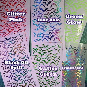 Planche d'autocollants chauves-souris miniatures en vinyle holographique • Décoration imperméable pour agenda, journal et scrapbooking image 4