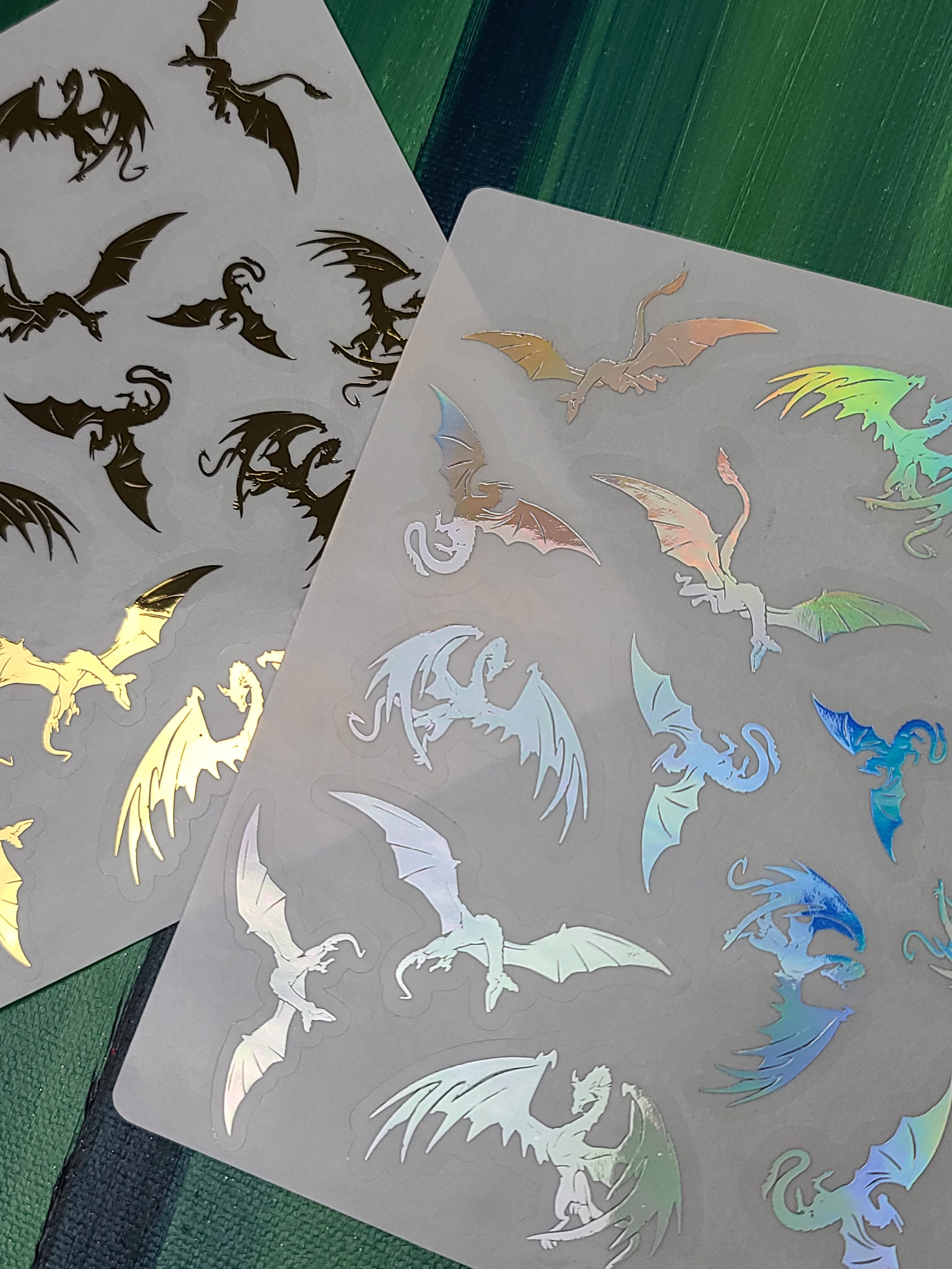 Dragon stickers holographic dragon sticker sheet holographic sticker sheet fantasy stickers Clear stickers water resistant dragon