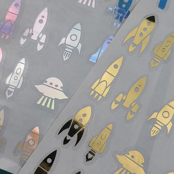 Rocket Sticker Clear Holographic planners Space stickers clear stickers holographic stickers rainbow stickers clear vinyl astronaut sticker